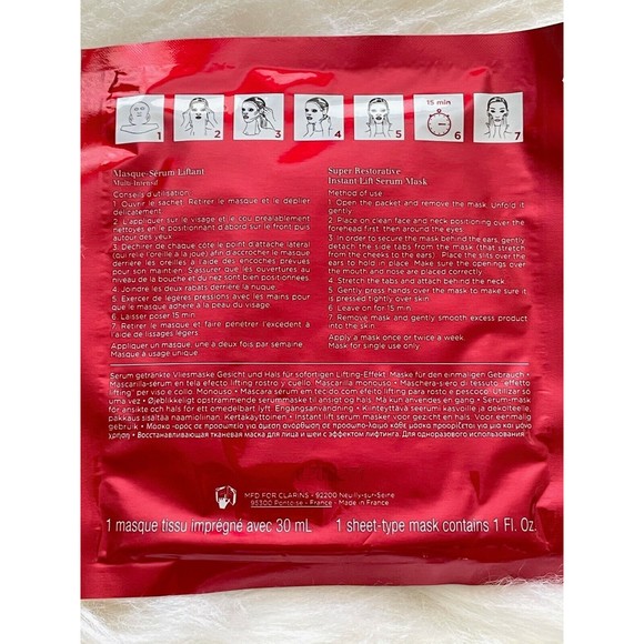 Clarins Super Restorative Instant Lift Serum Mask ~ 1 Sheet ~ 1 fl oz NEW - Picture 3 of 5